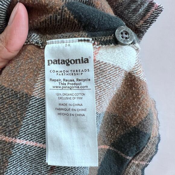 Patagonia Organic Cotton Plaid Brown Button-Up Long Sleeve Shirt Size 10 - Picture 5 of 8